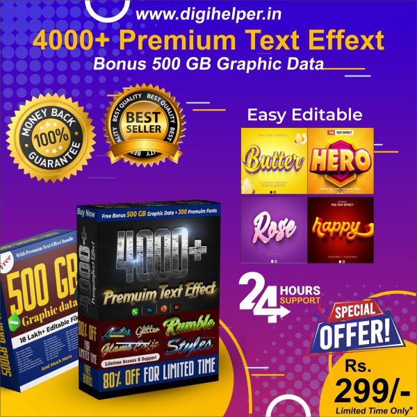 Get 500+ Text Effects for Photoshop + 500GB of Graphic Designing Data! Download Now